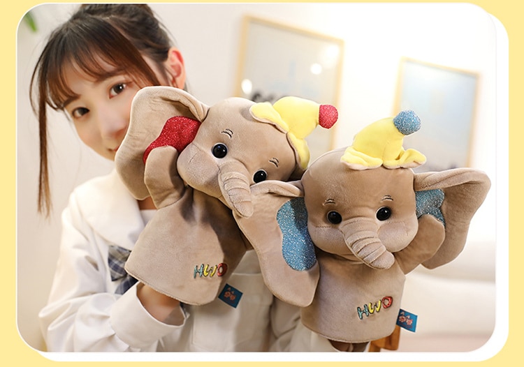 Lovely Appease Glove Elephant Plush Hand Puppets Soft Stuffed Cartoon Telling Learning Funny Accompany Toy Performance Toy