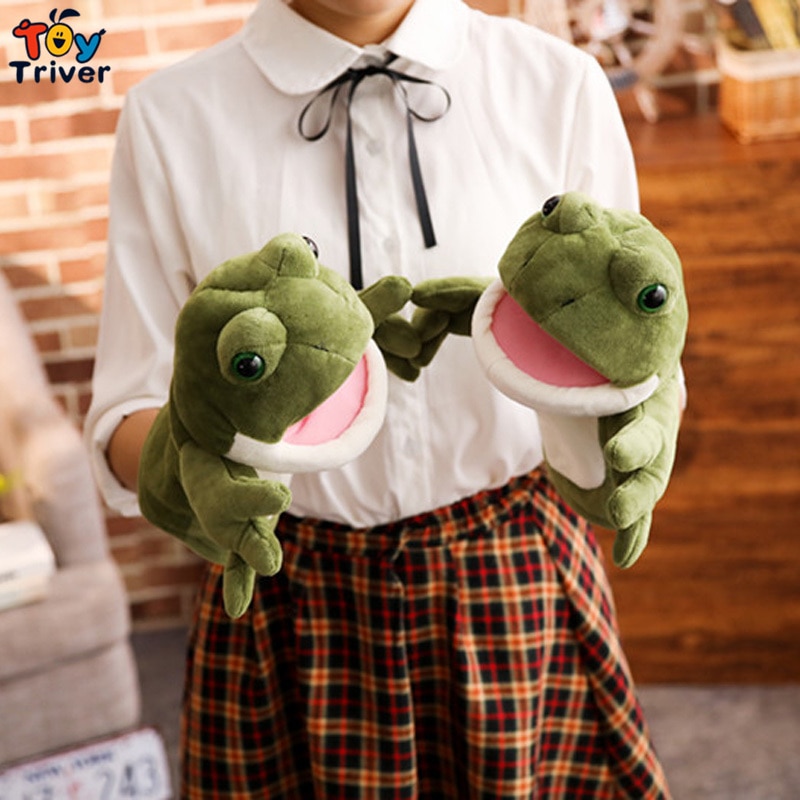 Kawaii Green Frog Hand Puppets Plush Toy Stuffed Doll Baby Kids Children Boy Girls Toys Educational Learning Games Birthday Gift
