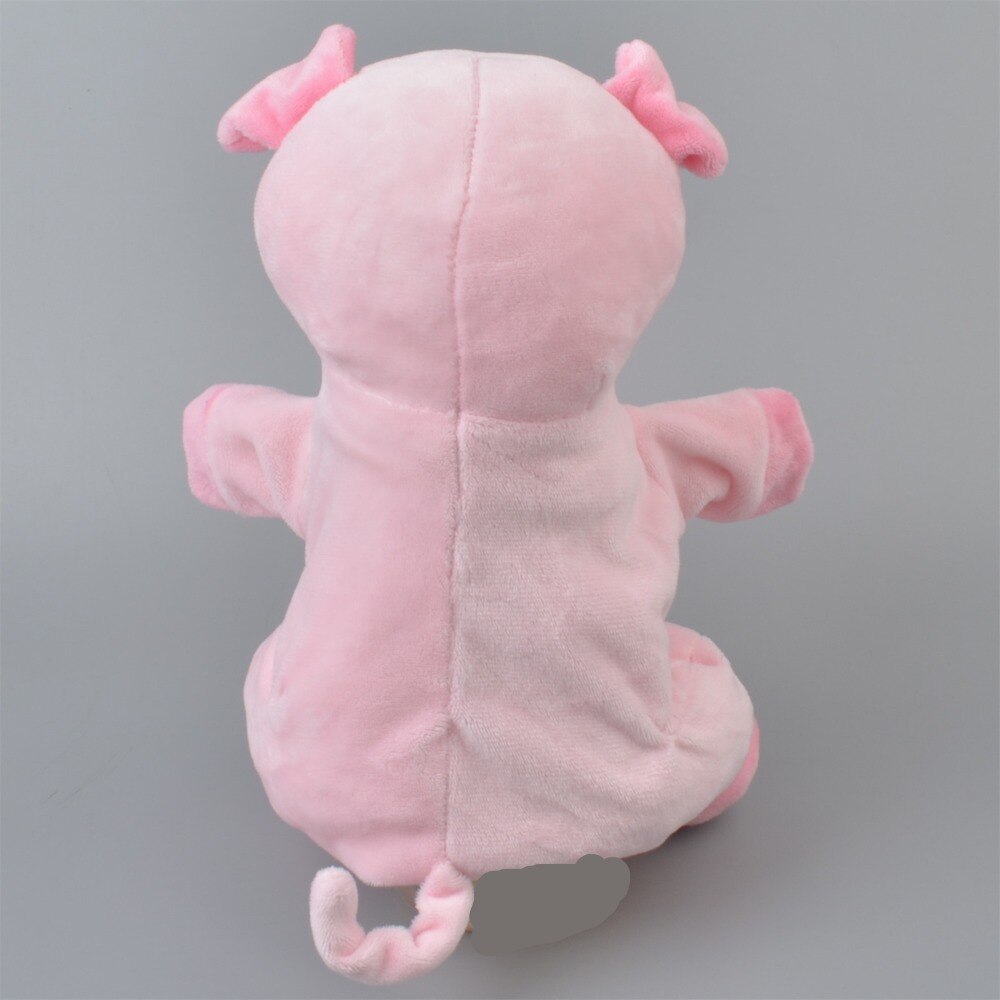 23cm New Kids Lovely Animal Plush Hand Puppets Childhood Soft Toy Pink Pig Shape Story Pretend Playing Dolls Gift For Children