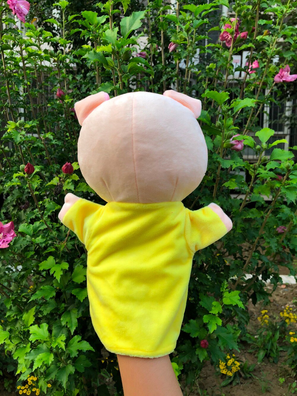 Cartoon yellow Pig Lovely Hand Puppet Baby Kids Child Educational Soft Interactive Doll Plush Toy Stage Performance Prop