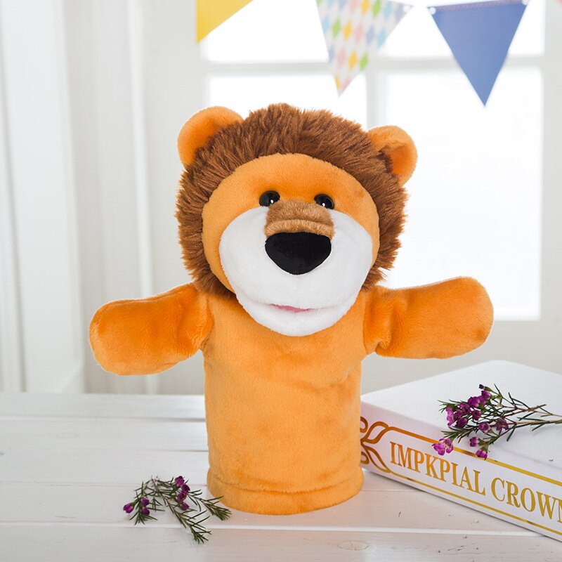 Animal Plush Lion Hand Puppet Puppets Childhood Kids Cute Soft Toy Story Pretend Playing Dolls Gift For Children, 28CM