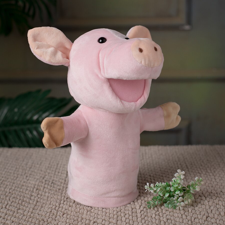 Animal Plush Hand Puppets Childhood Kids Cute Soft Toy Pig Piggy Story Pretend Playing Dolls Gift For Children, 28CM