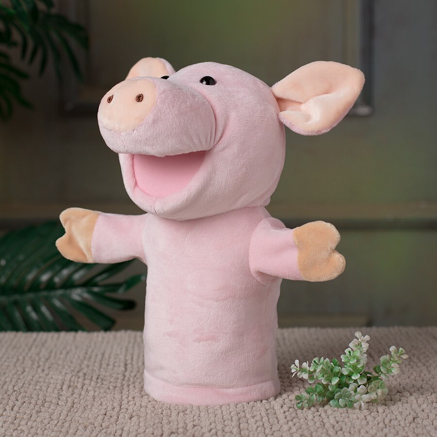 Animal Plush Hand Puppets Childhood Kids Cute Soft Toy Pig Piggy Story Pretend Playing Dolls Gift For Children, 28CM