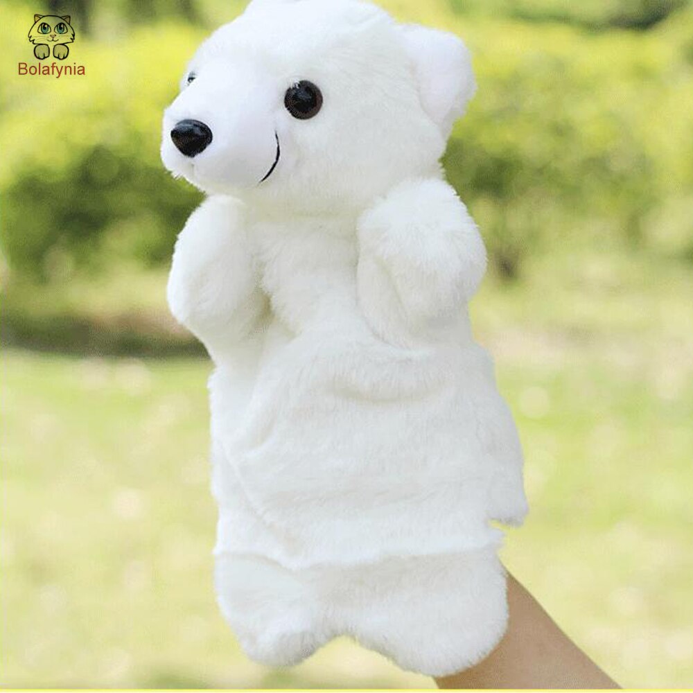 Children White Polar Bear Infant Baby Hand Plush Stuffed Puppet Toys Christmas Birthday Gifts
