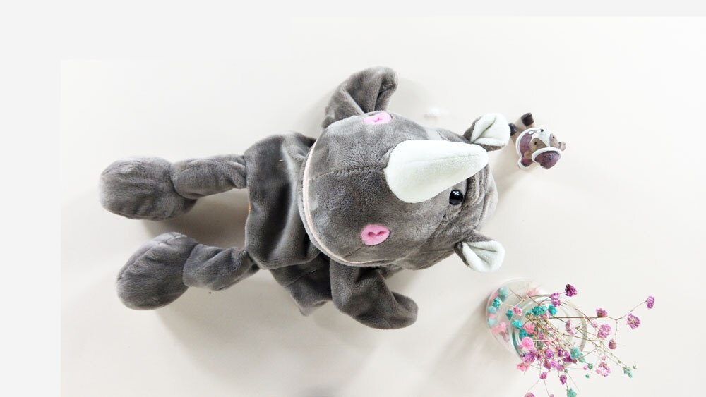 Infant Children Rhino Active Mouth Baby Plush Stuffed Hand Puppet Toys Christmas Birthday Gifts