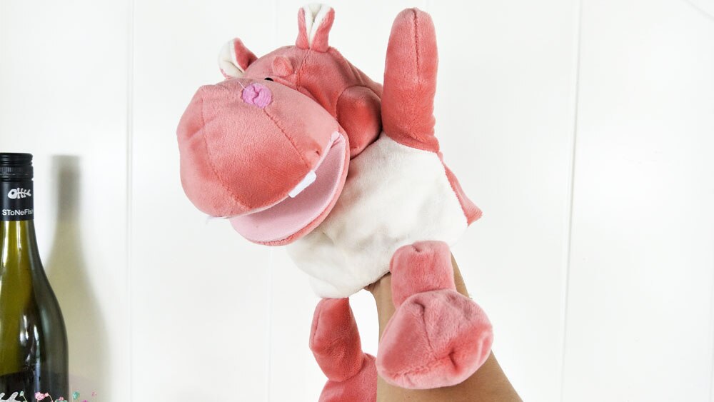 Infant Children Pink Hippo Baby Plush Stuffed Hand Puppet Toys Christmas Birthday Gifts