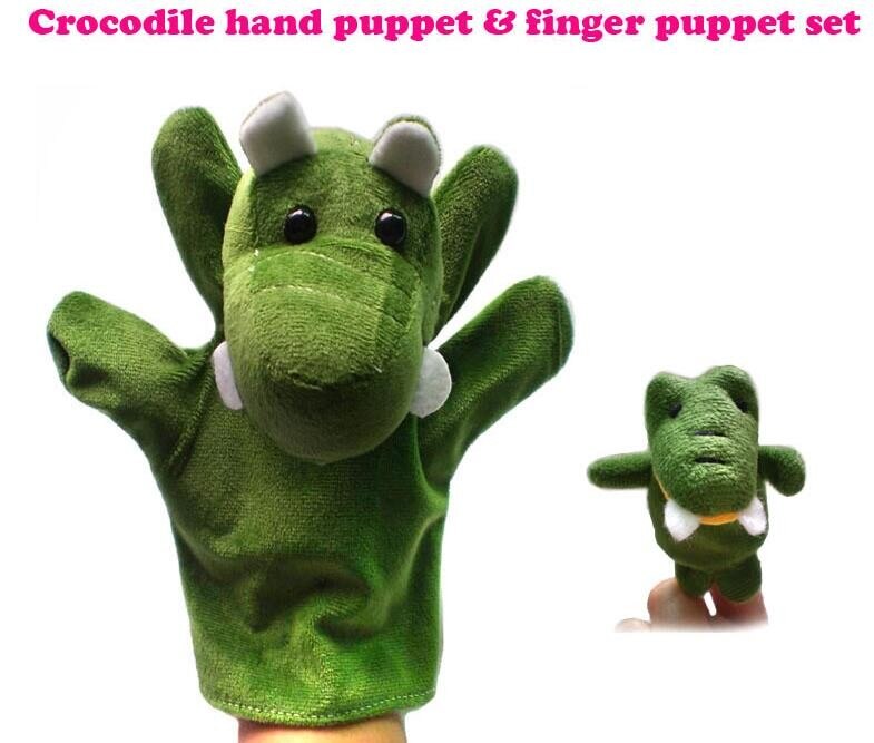 Crocodile hand+finger puppet set Children baby plush Stuffed Toy Crocodile hand puppet kid Christmas birthday gift