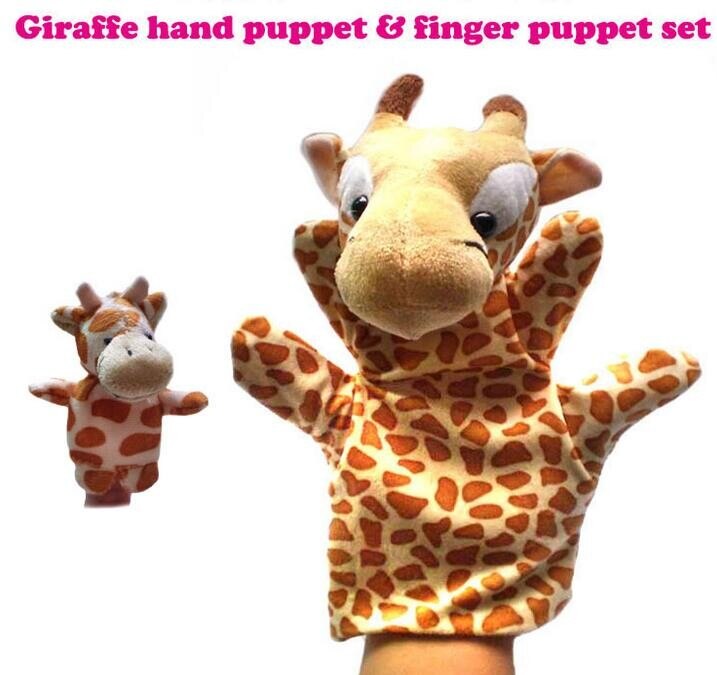 BOLAFYNIA Giraffe hand puppet + giraffe finger puppet Children Toy doll baby plush Stuffed Toy Christmas birthday gift