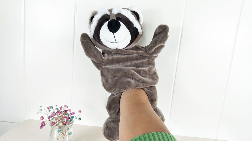 Children Raccoon Animal Baby Plush Stuffed Hand Puppet Toys Christmas Birthday Gifts