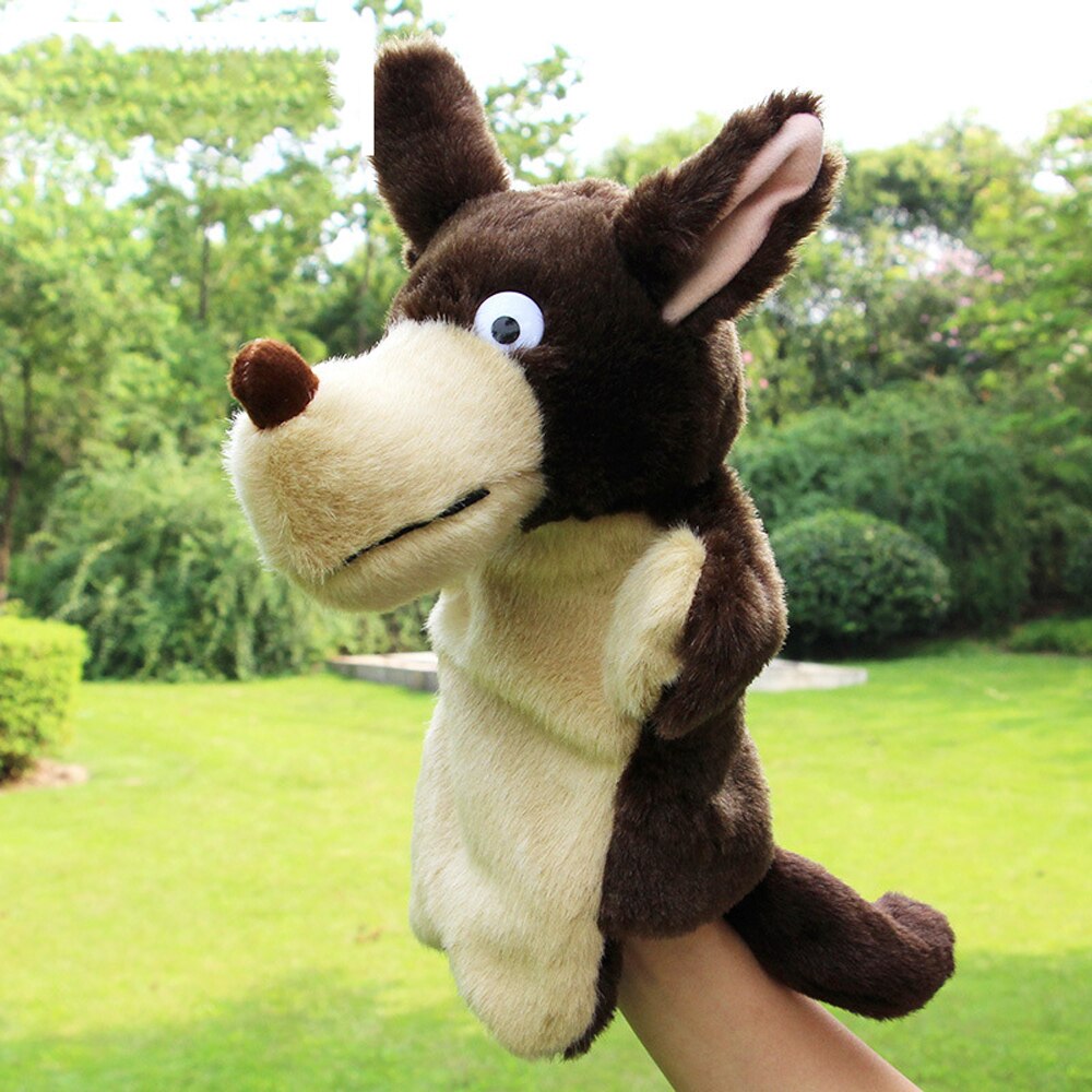 Baby Plush Stuffed Hand Puppet Toys Christmas Birthday Gifts Brow And Light Wolf