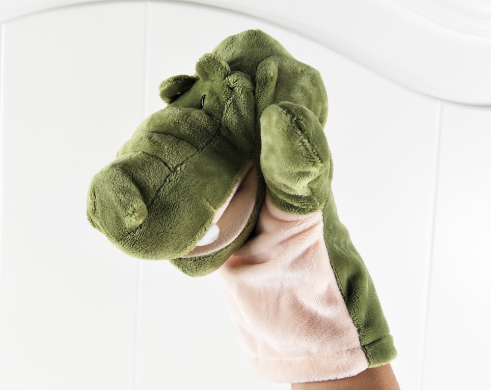 Children Green Crocodile Big Mouth Baby Hand Plush Stuffed Puppet Toys Christmas Birthday Gifts