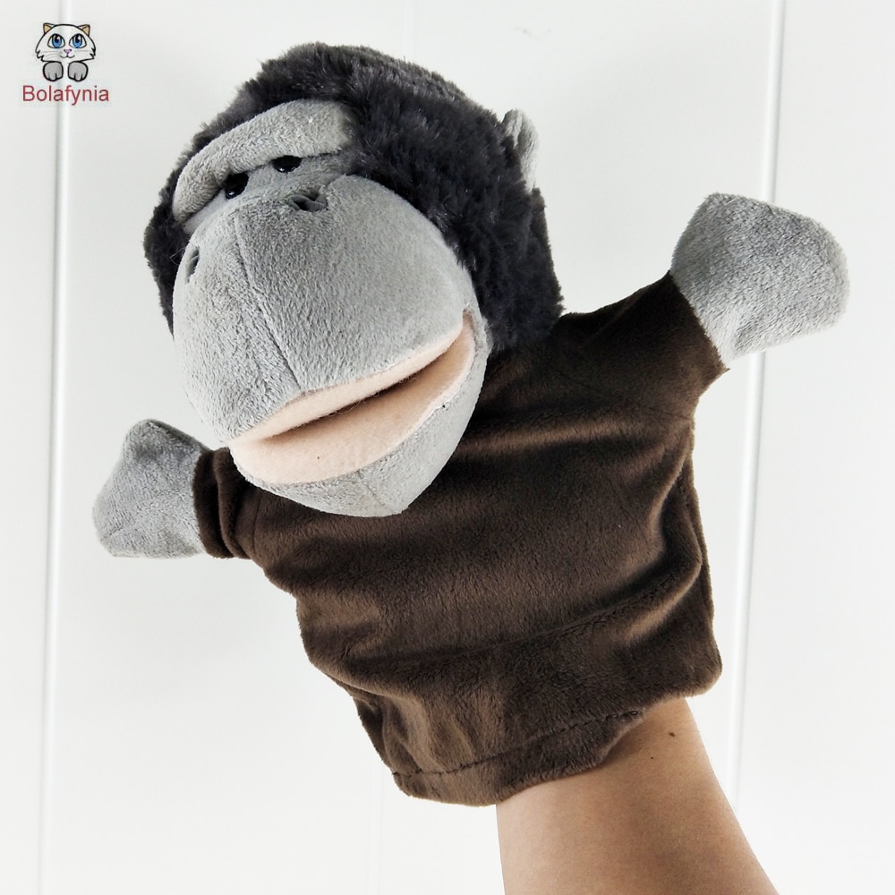 Children Baby Hand Plush Stuffed Puppet Toys Black Orangutan With Big Mouth Christmas Birthday Gifts