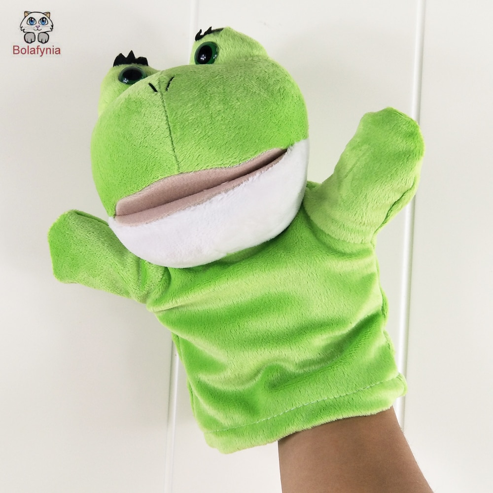 Children Green Open Mouth Frog Baby Hand Plush Stuffed Puppet Toys Christmas Birthday Gift