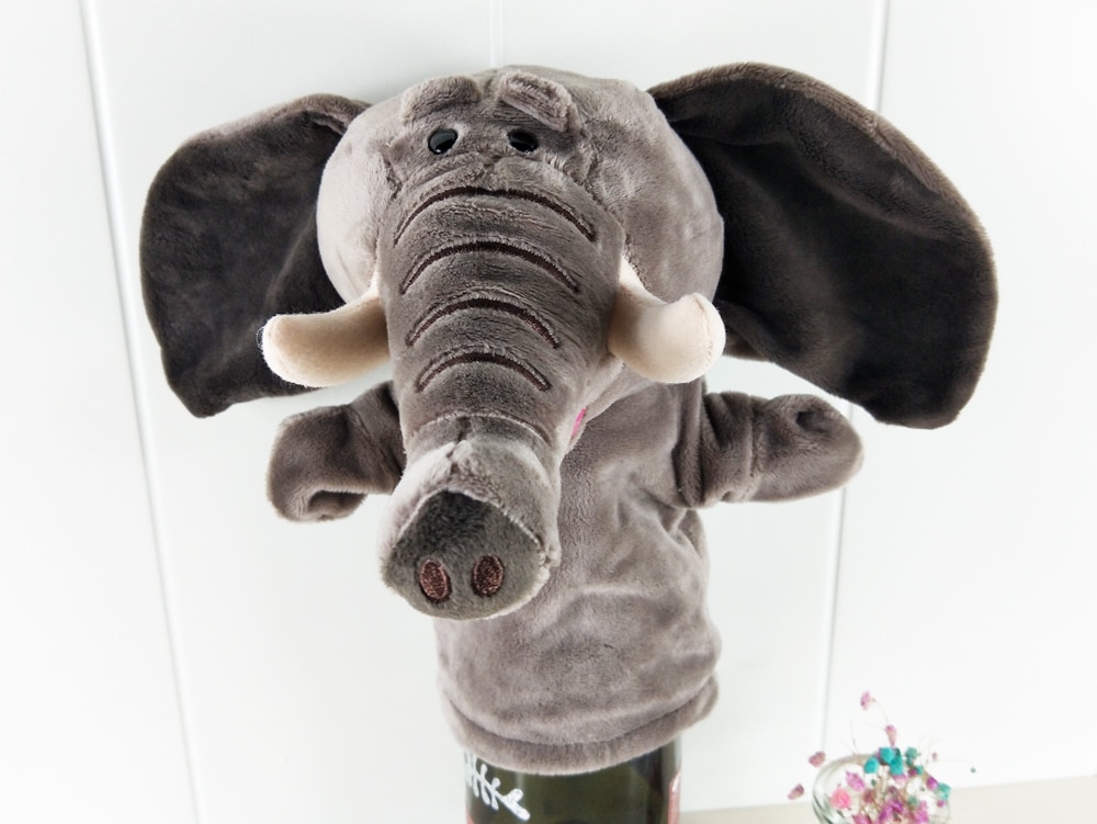 Children Long Nose Grey Elephant Baby Hand Plush Stuffed Puppet Toys Christmas Birthday Gifts