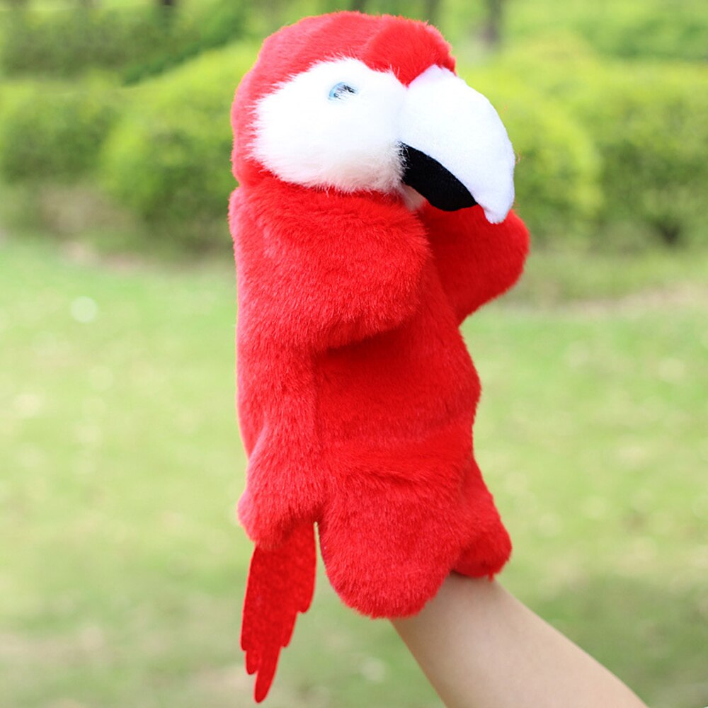 Red Parrot Children Baby Hand Plush Stuffed Puppet Toys Christmas Birthday Gifts