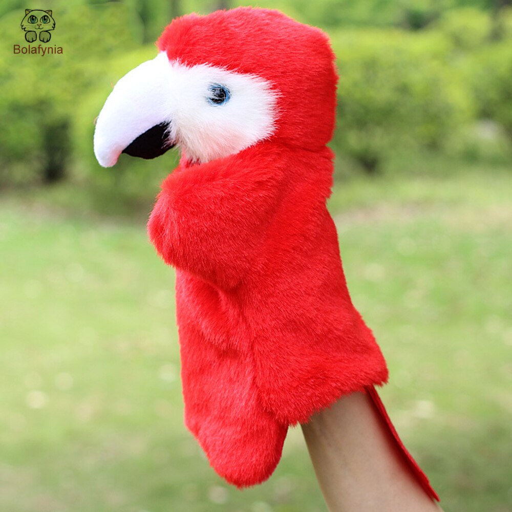 Red Parrot Children Baby Hand Plush Stuffed Puppet Toys Christmas Birthday Gifts