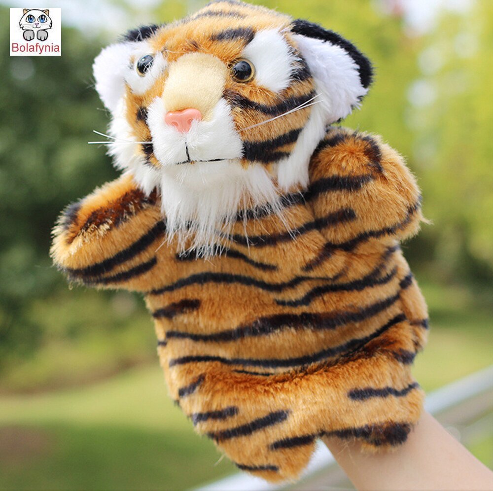 Children Brown Tiger Baby Hand Plush Stuffed Puppet Toys Christmas Birthday Gifts