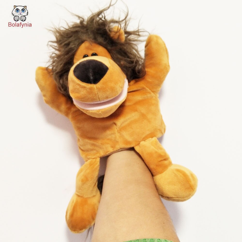 Infant Children Big Brown Lions Mouth Baby Plush Stuffed Hand Puppet Toys Christmas Birthday Gifts