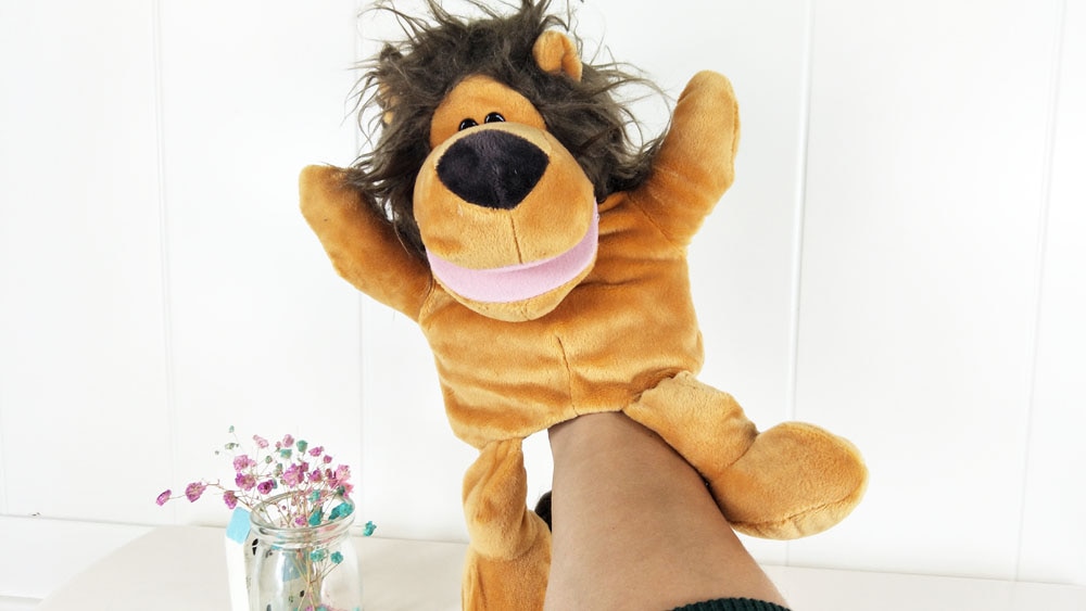 Infant Children Big Brown Lions Mouth Baby Plush Stuffed Hand Puppet Toys Christmas Birthday Gifts