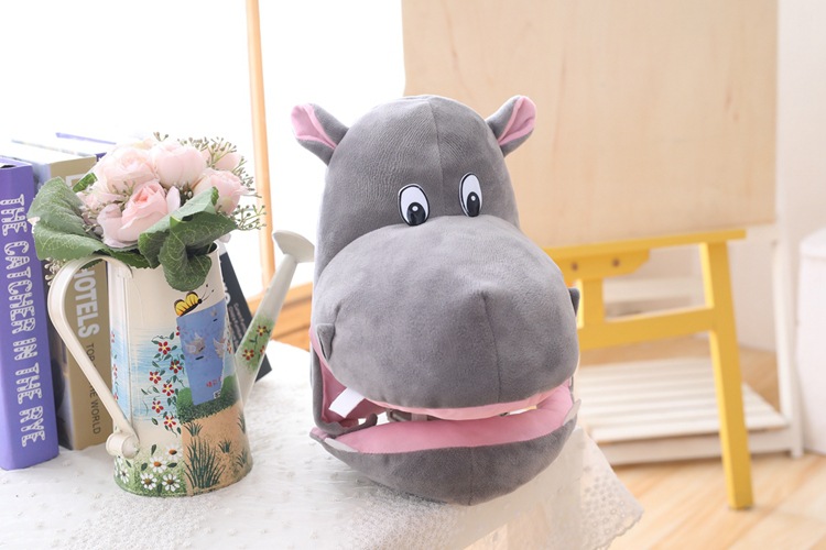 Japanese Cute Hippo Headgear Hood Hat Plush Toy Birthday Stuffed Cap Gift