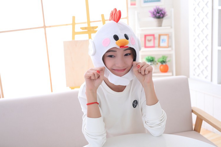 Japanese Cute Chick Headgear Hood Hat Plush Toy Birthday Stuffed Cap Gift