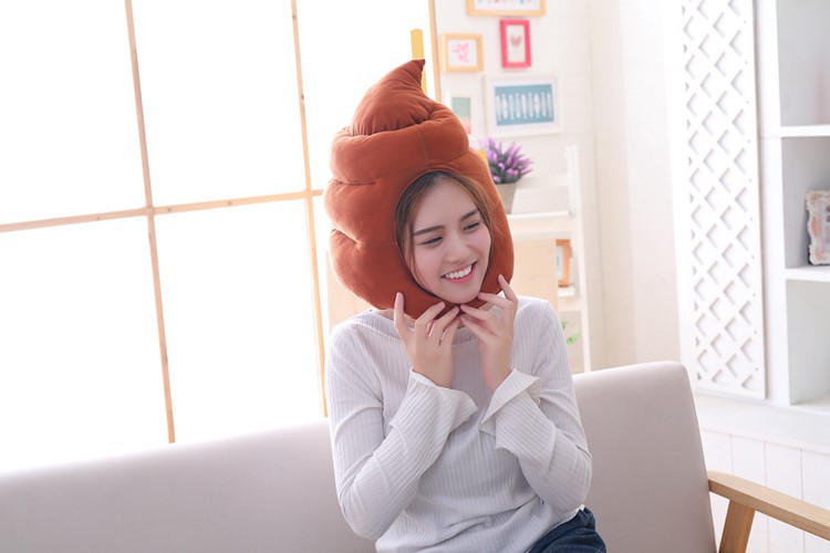 Japanese Cute Plush Stool Headgear Hood Hat Plush Toy Birthday Stuffed Cap Gift