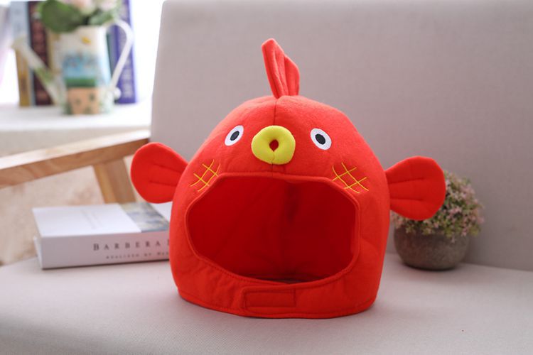Korean Girl Heart Cartoon Puffer Fish Headgear Hood Hat Plush Toy Birthday Stuffed Cap Gift