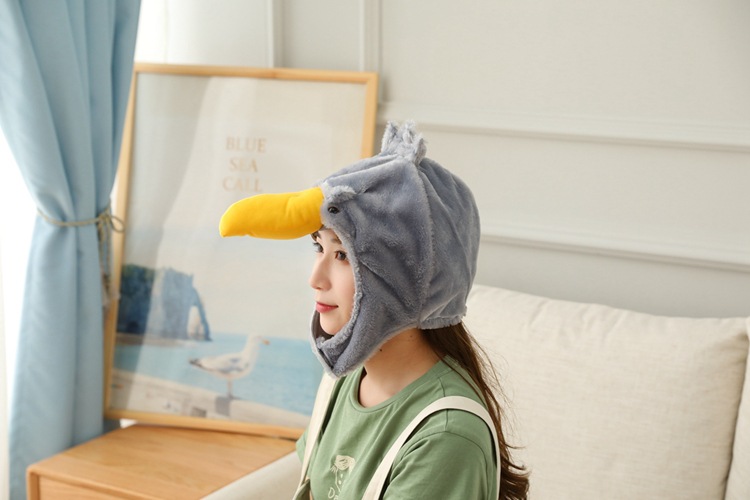 Toucan Head Bird Hood Hat Plush Toy Birthday Stuffed Cap Gift