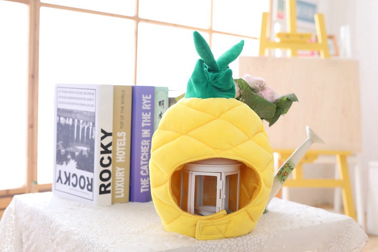 Japanese Cute Pineapple Hood Hat Plush Toy Birthday Stuffed Cap Gift