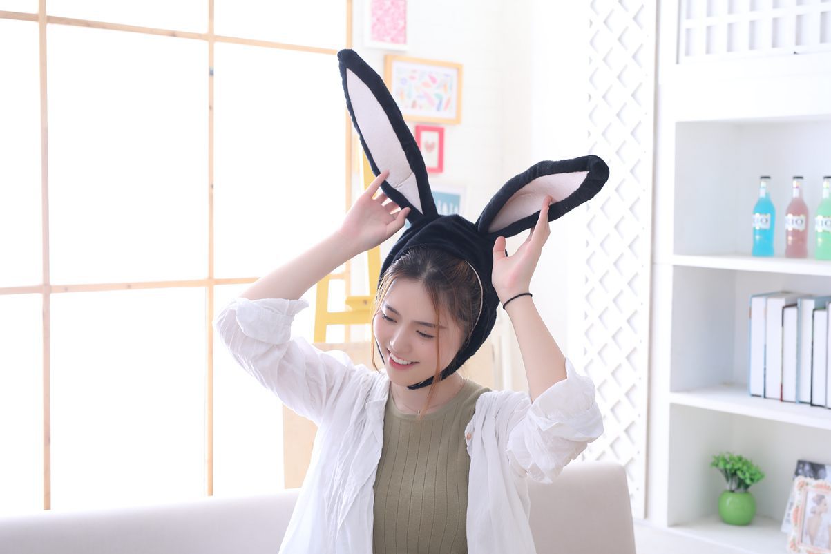 Rabbit Photo Props Bunny Ears Hood Hat Plush Toy Birthday Stuffed Cap Gift
