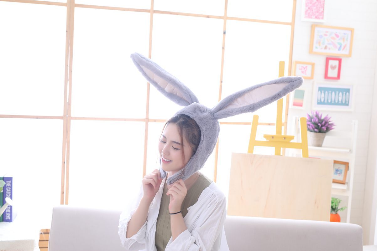 Rabbit Photo Props Bunny Ears Hood Hat Plush Toy Birthday Stuffed Cap Gift