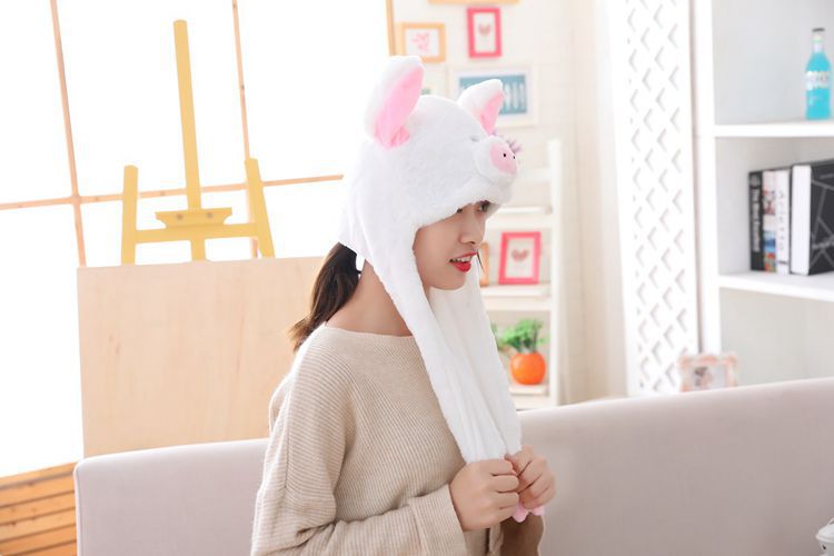 Ear With New Ear Movement Hood Hat Plush Toy Birthday Stuffed Cap Gift