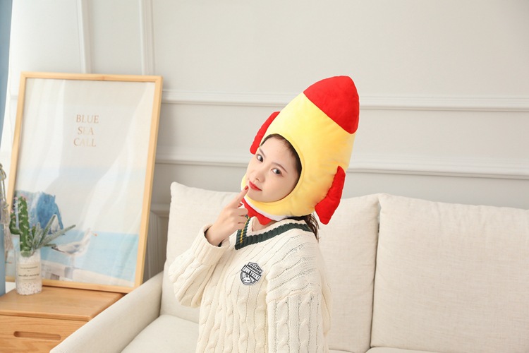 New Rocket Hood Hat Plush Toy Birthday Stuffed Cap Gift