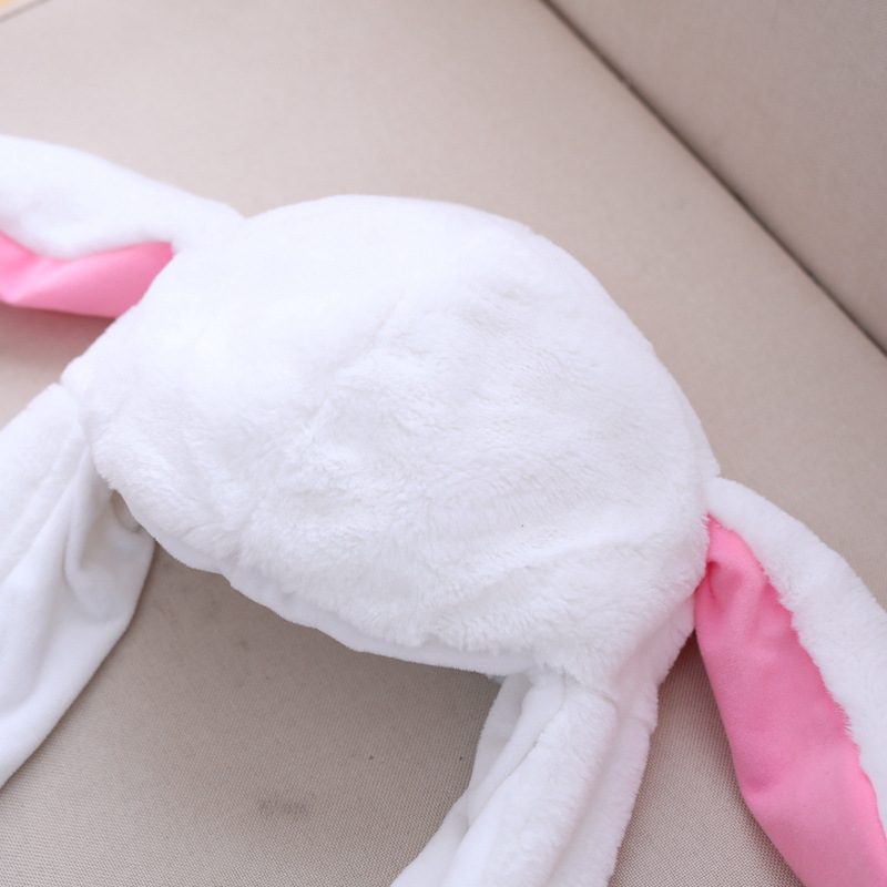 Rabbit With New Ear Movement Hood Hat Plush Toy Birthday Stuffed Cap Gift