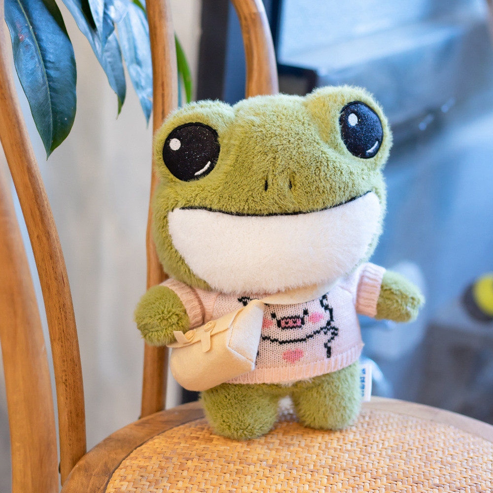 36cm Cute Plush Frog Toy Stuffed Animals Soft Sweater Crossbody