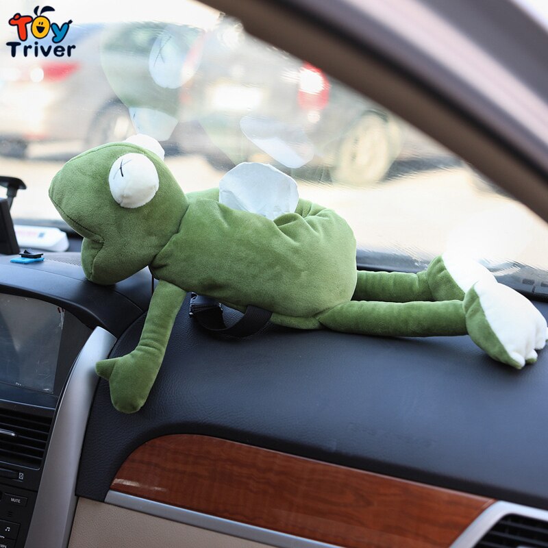 Funny Kawaii Frog Plush Toys Triver Tissue Box Cover Case Napkin Paper Holder Car Home Kitchen Room Toys Decor Birthday Gift