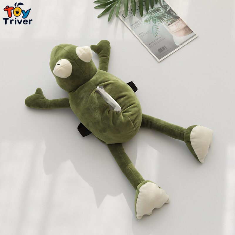 Funny Kawaii Frog Plush Toys Triver Tissue Box Cover Case Napkin Paper Holder Car Home Kitchen Room Toys Decor Birthday Gift
