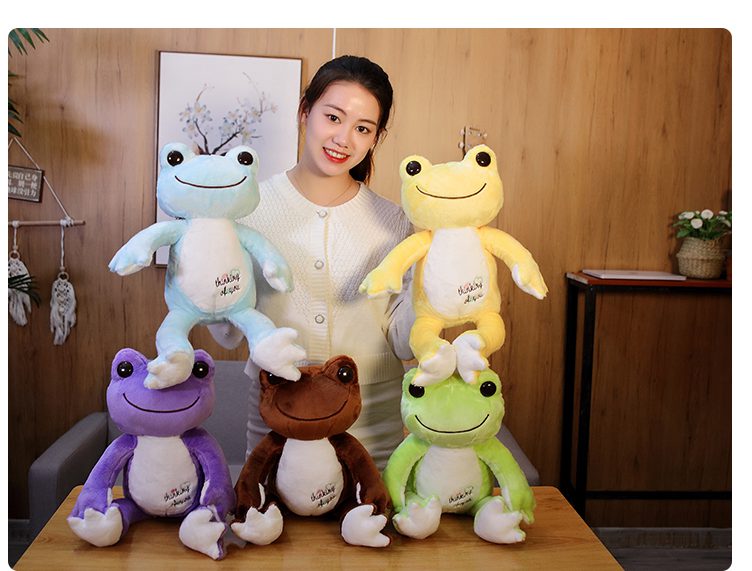 53cm Lovely Smile Frog Plush Toy Soft Cartoon Dressed Frog Stuffed Animal Doll Kids Sleeping Toys Children Birthday Presents