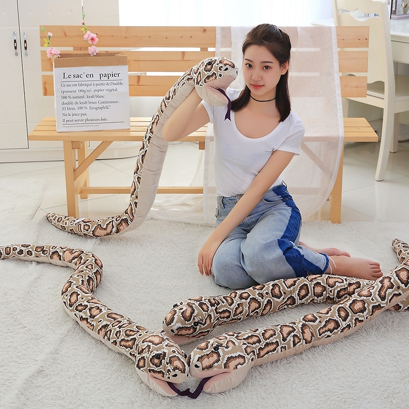 1 Piece 155CM Real Life Plush Toys Stuffed Giant Snake Animal Soft Dolls Bithday Christmas Party Gifts Baby Funny Hand Puppet