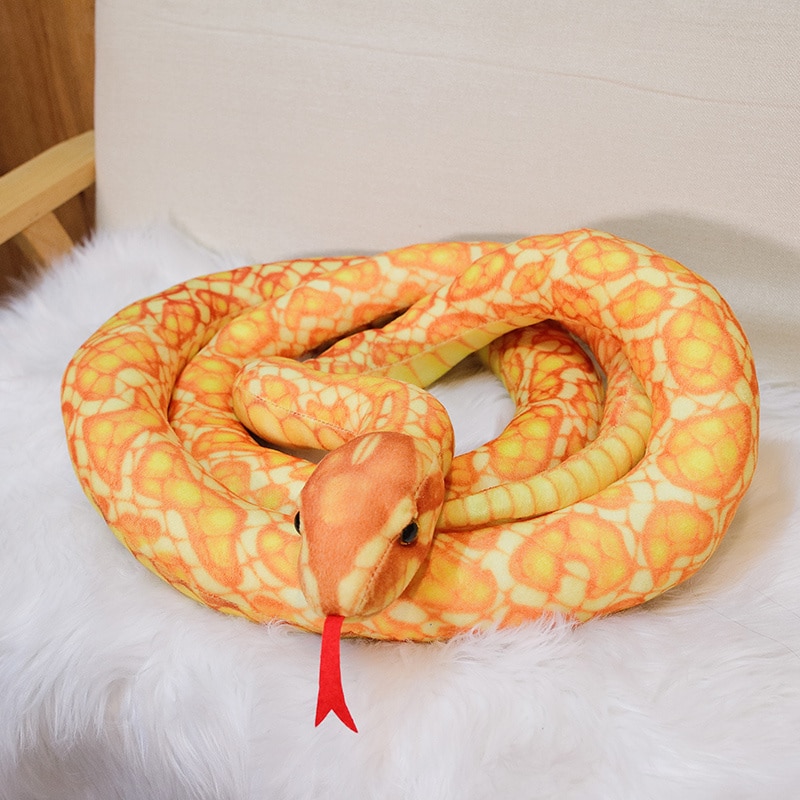 Nice 1pc 110cm -300cm Simulated Snakes Plush Toy Giant Boa Cobra Long Stuffed Snake Plushie Yellow Brown Green Friends Gift