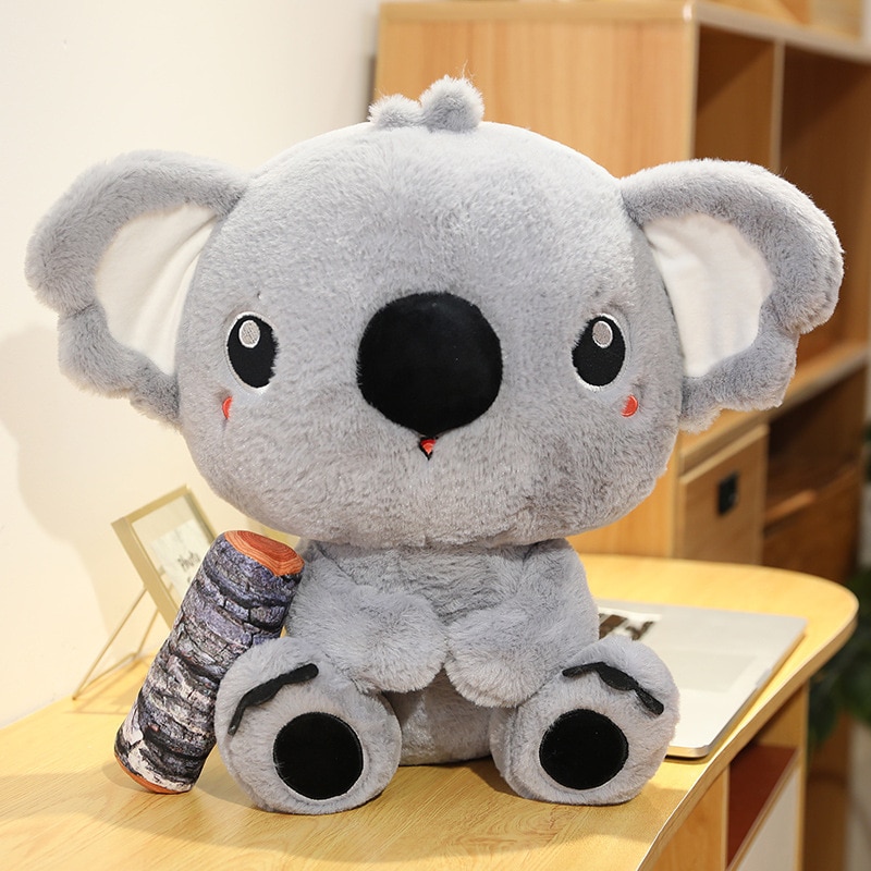 Giant Simulation Australia Koala with Wood Plush Toy Soft Pillow Stuffed Animal Koala Bear Doll Baby Kids Girl Birthday Gift