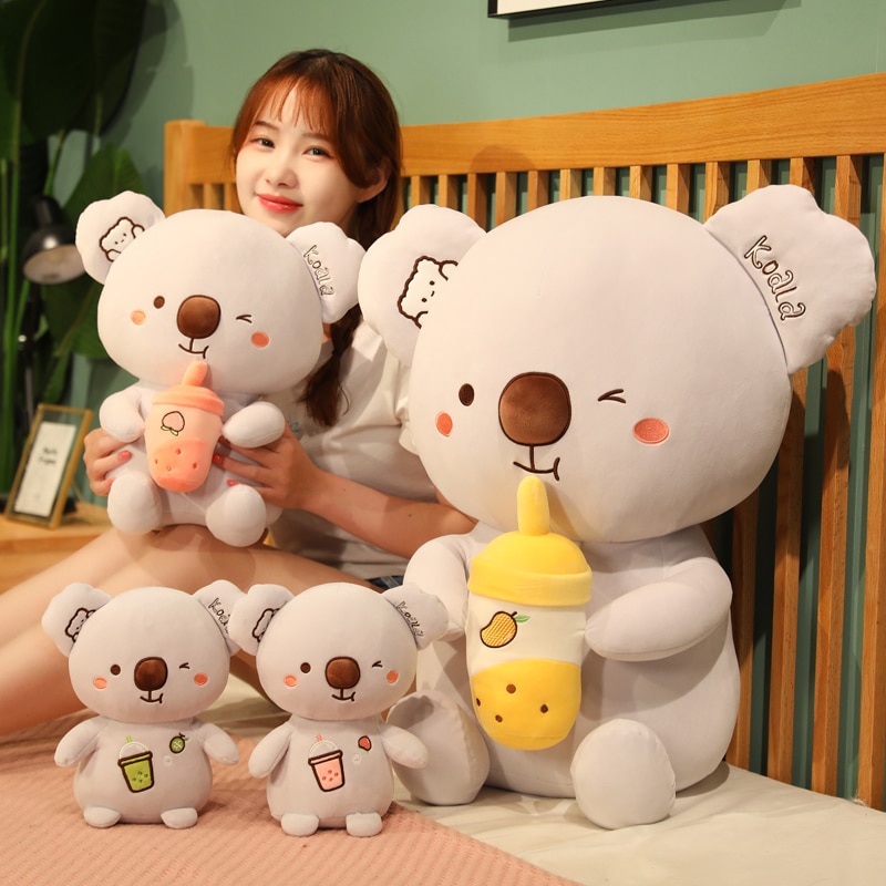 1pc 23/35cm Super Cute Koala Plush Toys Kawaii Koala Bears with Bubble Cup Pillow Stuffed Soft Animal Dolls Baby Birthday Gift