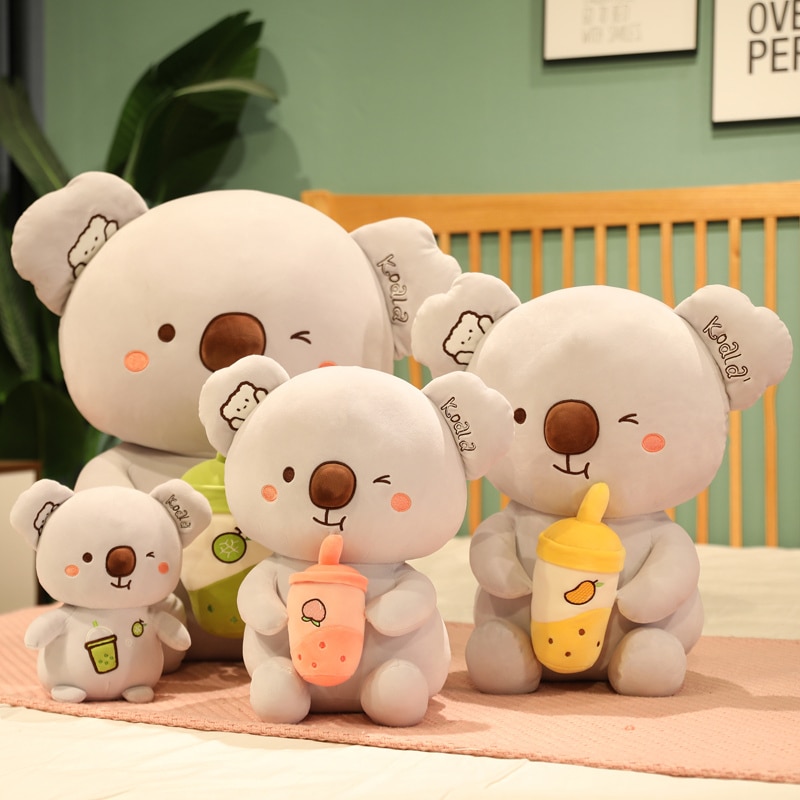 1pc 23/35cm Super Cute Koala Plush Toys Kawaii Koala Bears with Bubble Cup Pillow Stuffed Soft Animal Dolls Baby Birthday Gift