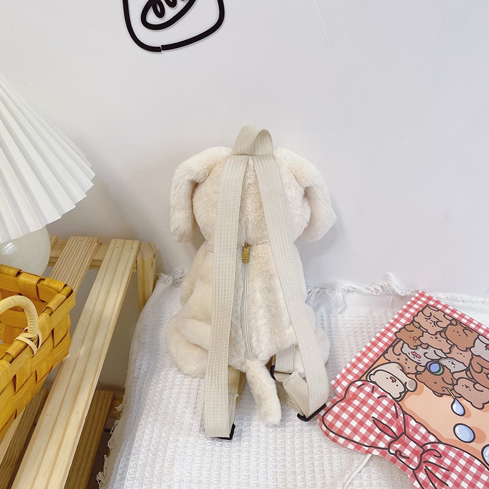 Kawaii Plush Backpacks Cute Doll Fur Shoulders Bag For Child/Adults 3D Dog Kid Fluffy Backpack Animal Small Furry Bagpack Toys