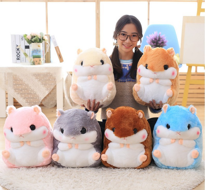 Hamster Plush Doll With Pillow Carpet Dual-use Soft Stuffed Kid Cushion Blanket Air Conditioning Cushion Coral Fleece Blanket