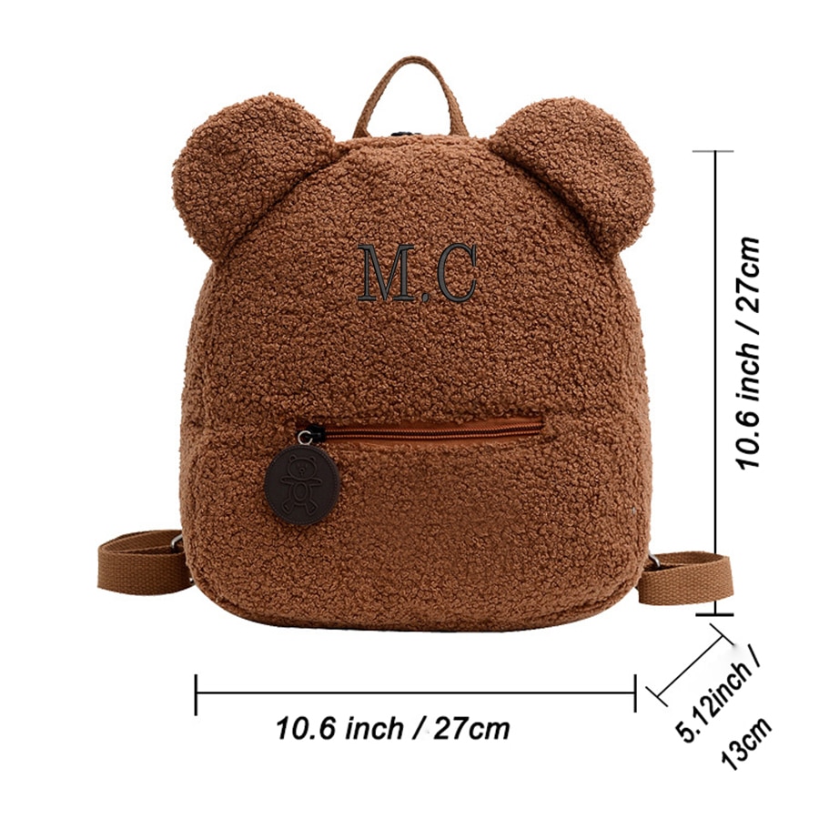 Personalized Embroidery Toddler Backpack Lightweight Plush Bear Preschool Bag Kids Custom NameBackpack for Boys Girls Ladies