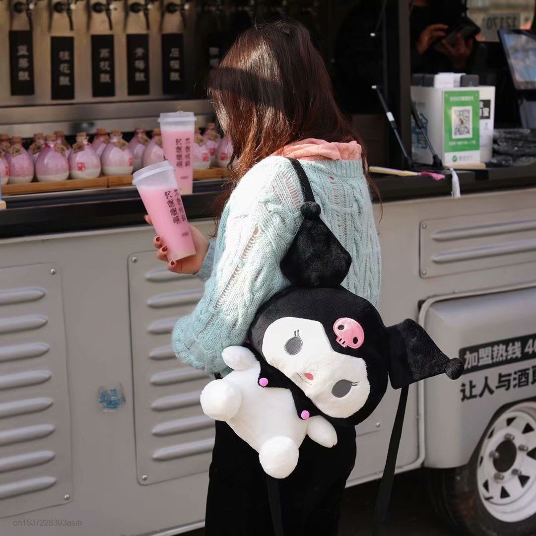 Kawaii Sanrio Cinnamoroll Kuromi My Melody Plush Backpack Doll Shoulder Messenger Bag Sac Tote Crossbody Bag For Y2k Lolita Girl