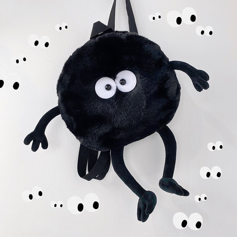 30cm Japanese Black Dust Elf Plush Bag Black Briquettes Miyazaki My Neighbor Totoro Peluche Backpack Spirited Away Elf Plush Bag