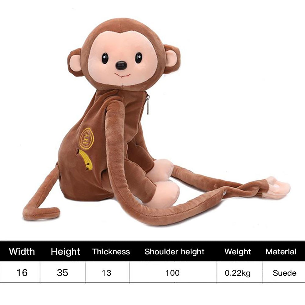 Women Lovely Monkey Plush Backpack Shoulder Bag Cartoon Children Stuffed Animal Crossing Bag Messenger Bags Birthday Gift