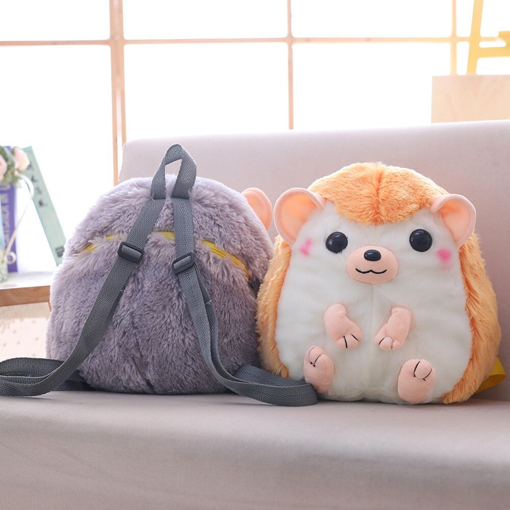 30cm*28cm Lovely Hedgehog Plush Backpack Stuffed Animals Schoolbag Toys For Children Girls Birthday New Year Gifts